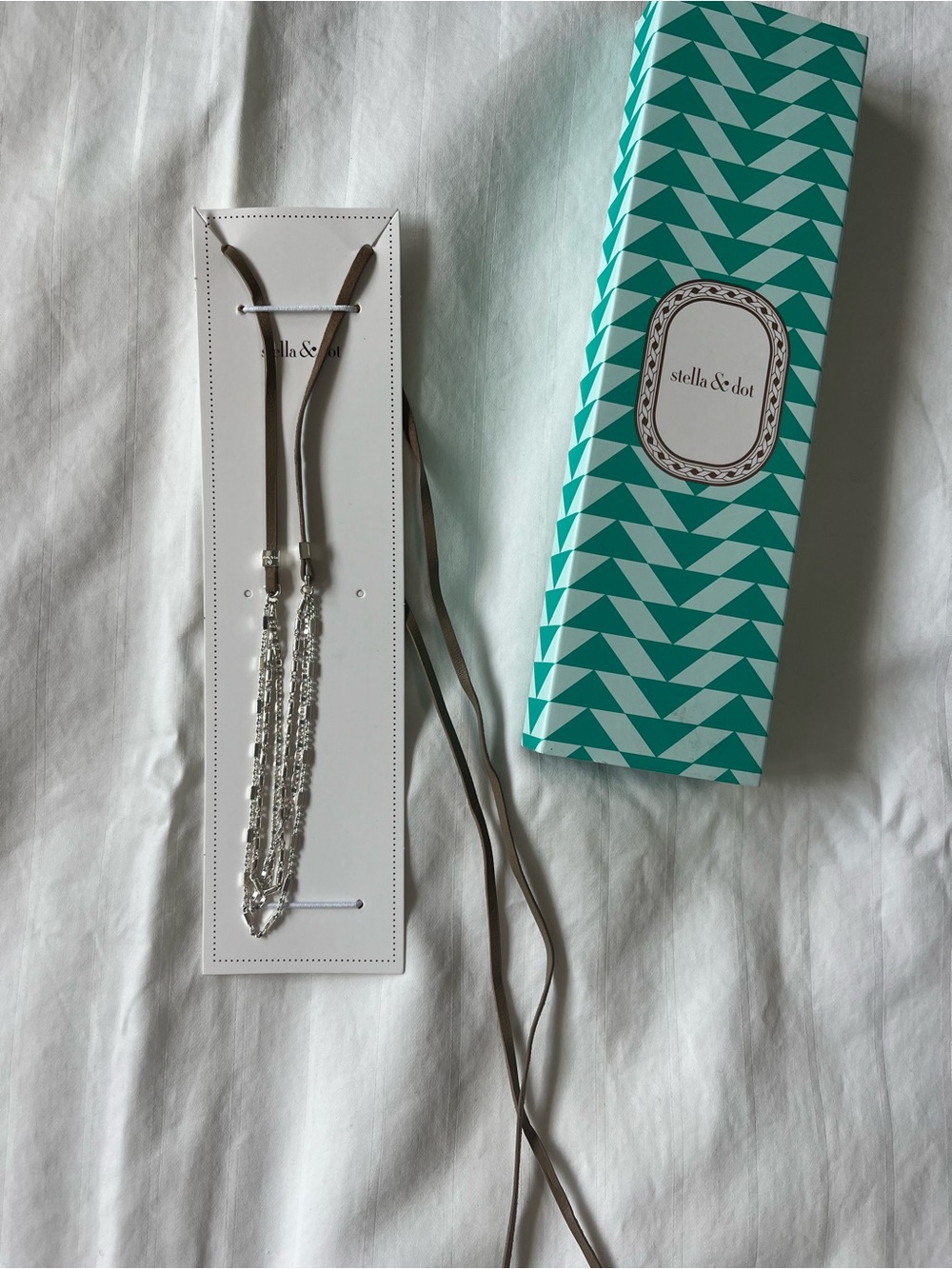 Stella & Dot Silver Multi-Strand Leather Lariat Necklace